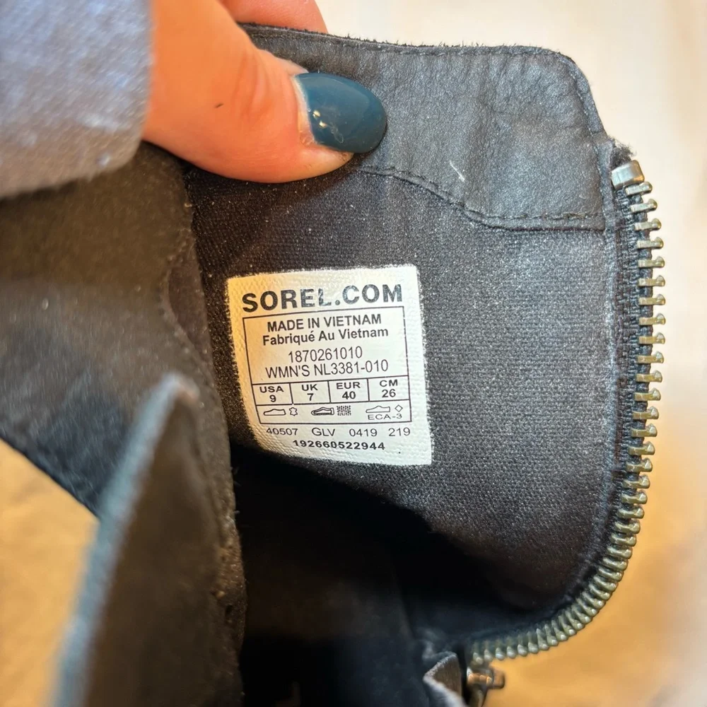 SOREL Women’s Cate Leather Black Waterproof Ankle Booties Shoes Size 9 - Picture 5 of 6